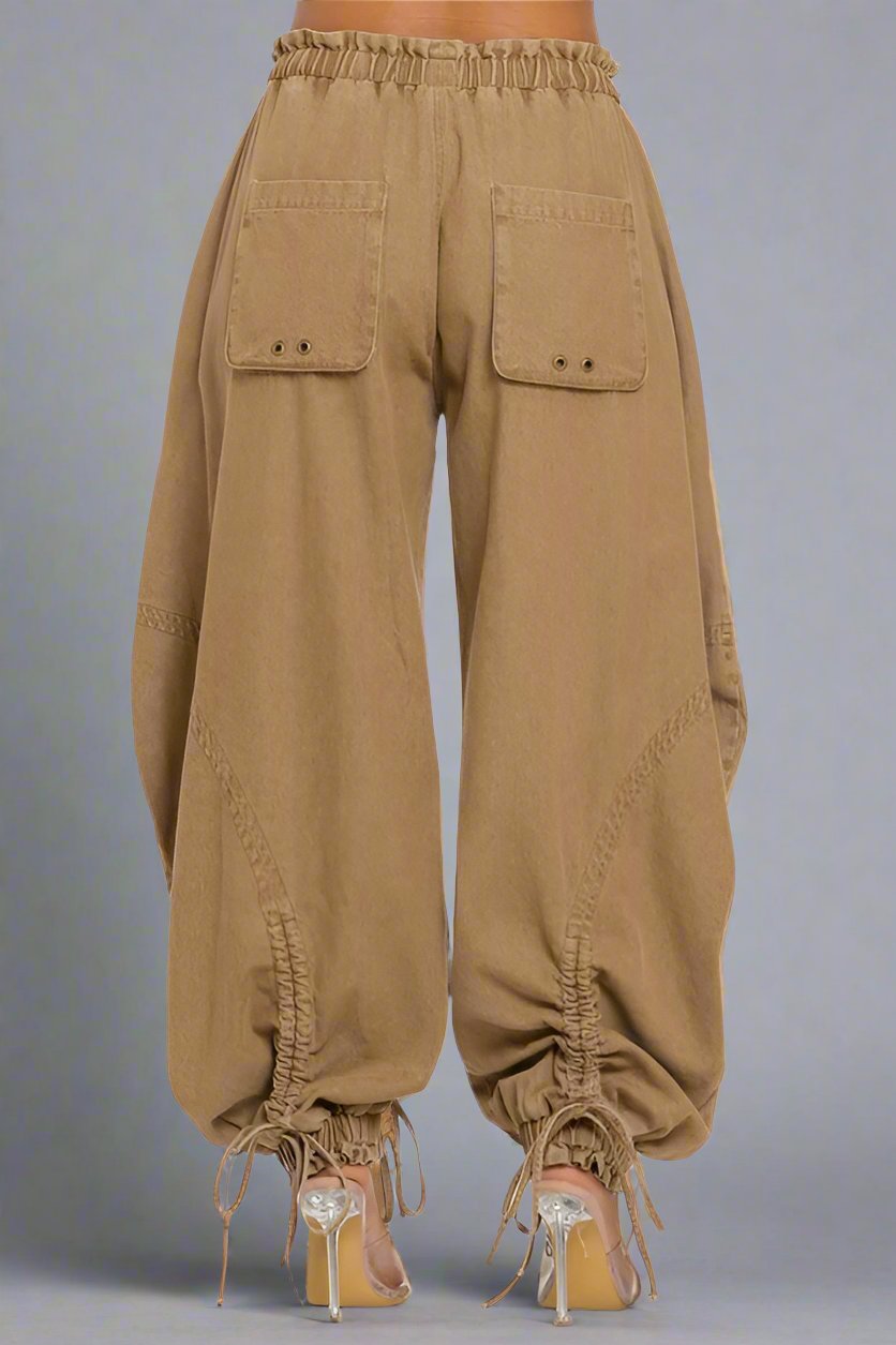 Urban Chic Drawstring Denim Cargo Pants