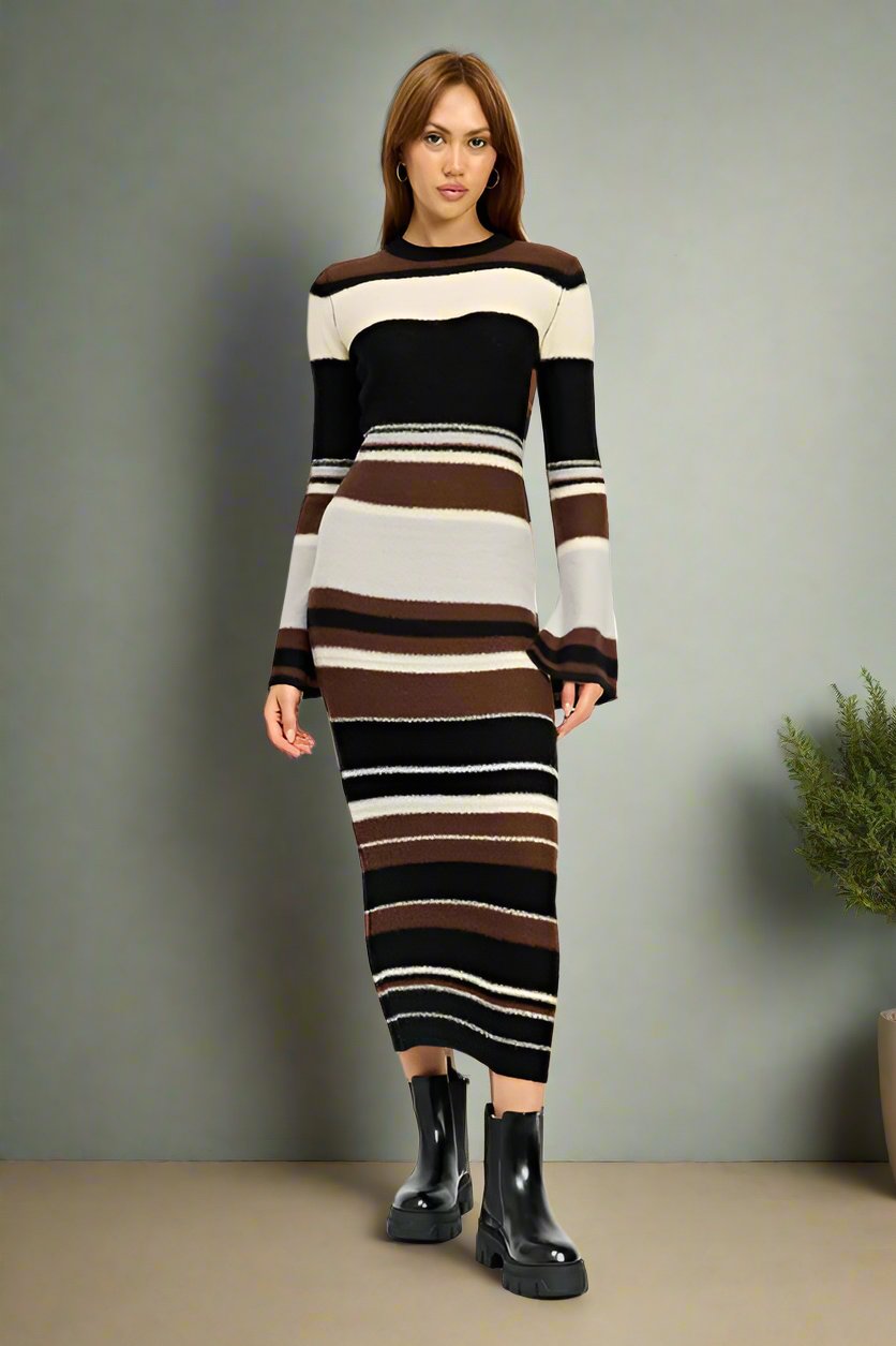 STRIPE MAXI BODYCON DRESS